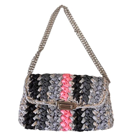 Lorenza Gandaglia Bagatelle Ribbon Crochet Flap Crossbody Bag - Picture 1 of 15